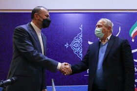 یحیی رحیم صفوی مشاور مقام معظم رهبری و امیر عبدالهیان وزیر امور خارجه در همایش ملی ایران و همسایگان