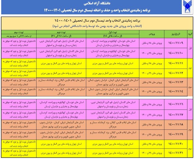 انتخاب واحد دانشجویان دانشگاه آزاد آغاز شد/۲۱ بهمن آخرین مهلت