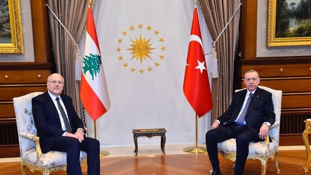 اردوغان در دیدار با میقاتی: ترکیه در روزهای سخت در کنار لبنان خواهد بود