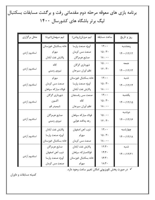 تاریخ شروع مجدد لیگ بسکتبال اعلام شد 2