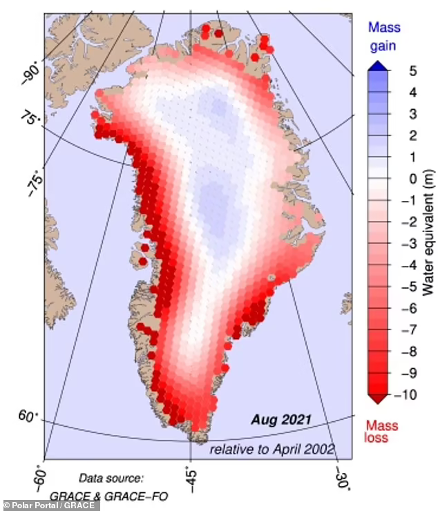ذوب شدن ۴۷۰۰ گیگاتن یخ از سال ۲۰۰۲ در گرینلند