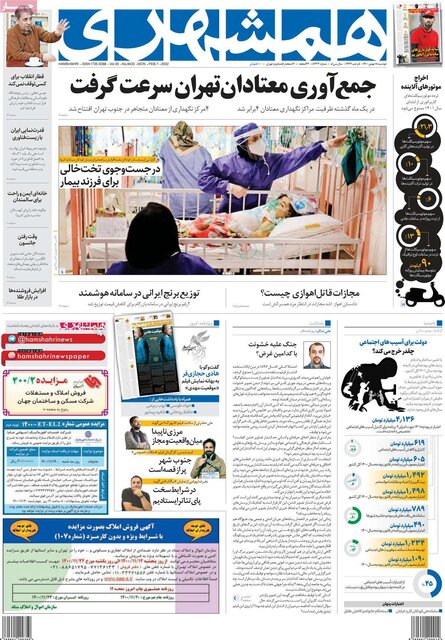 صفحه نخست روزنامههای دوشنبه