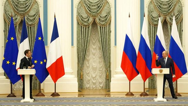 پوتین در کنفرانس مطبوعاتی با ماکرون: جنگ روسیه و ناتو برنده‌ای نخواهد داشت