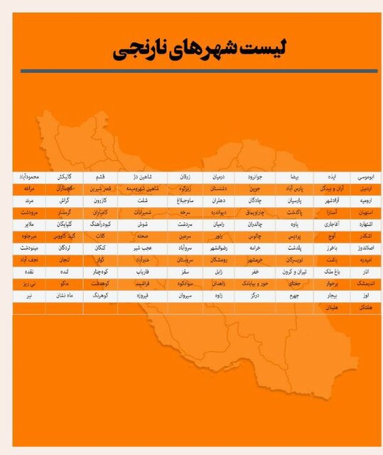 لیست کامل رنگ های کرونای شهرهای کشور اعلام شد