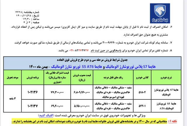 فروش فوق العاده دو محصول هایما از امروز