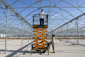 ساخت گلخانههای تمام اتوماتیک کاری بسیار دقیق و مهندسی شده است. مهندسان و کارگران برای دسترسی به سقف از دستگاه بالابر استفاده میکنند.