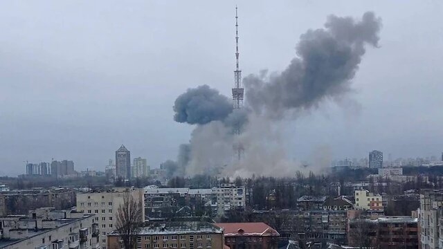 روسیه برج تلویزیون کی‌یف را هدف قرار داد