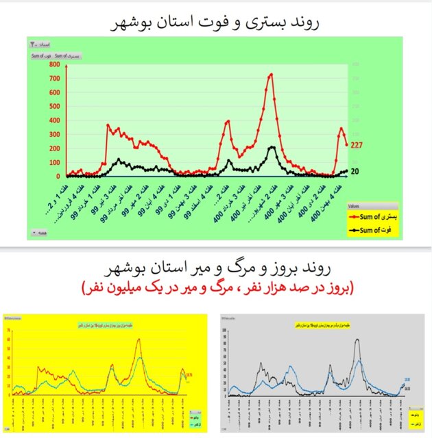 روند نزولی بستریهای کرونا در عمده استانها / افزایش فوتیها در ۱۹ استان
