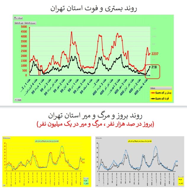 روند نزولی بستریهای کرونا در عمده استانها / افزایش فوتیها در ۱۹ استان