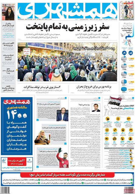 صفحه نخست روزنامه‌های یکشنبه