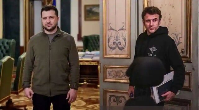 وقتی ماکرون ادای زلنسکی را در میآورد! وقتی ماکرون ادای زلنسکی را در میآورد!
