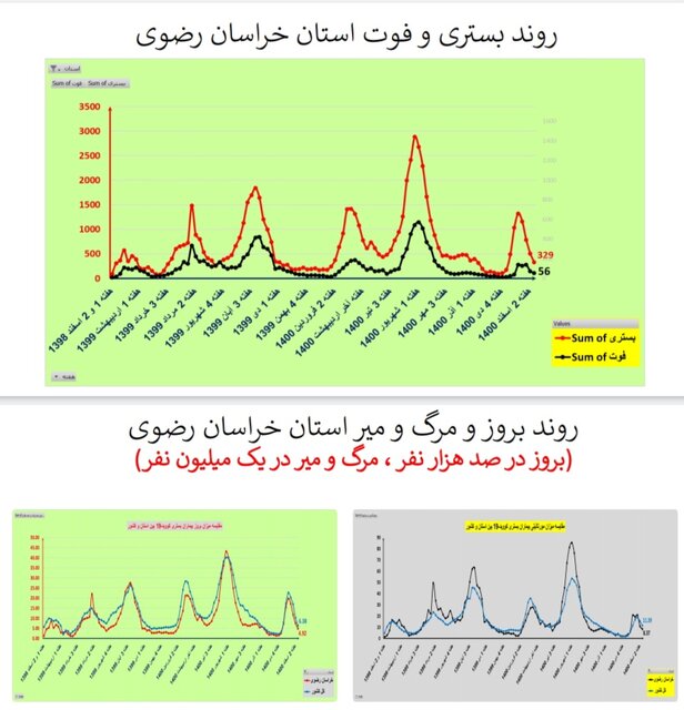روند نزولی فوتیهای کرونا در ۲۴ استان و کاهش بستریها در کشور