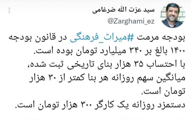 بودجه روزانه مرمت هر بنای تاریخی ۳۰هزار تومان!