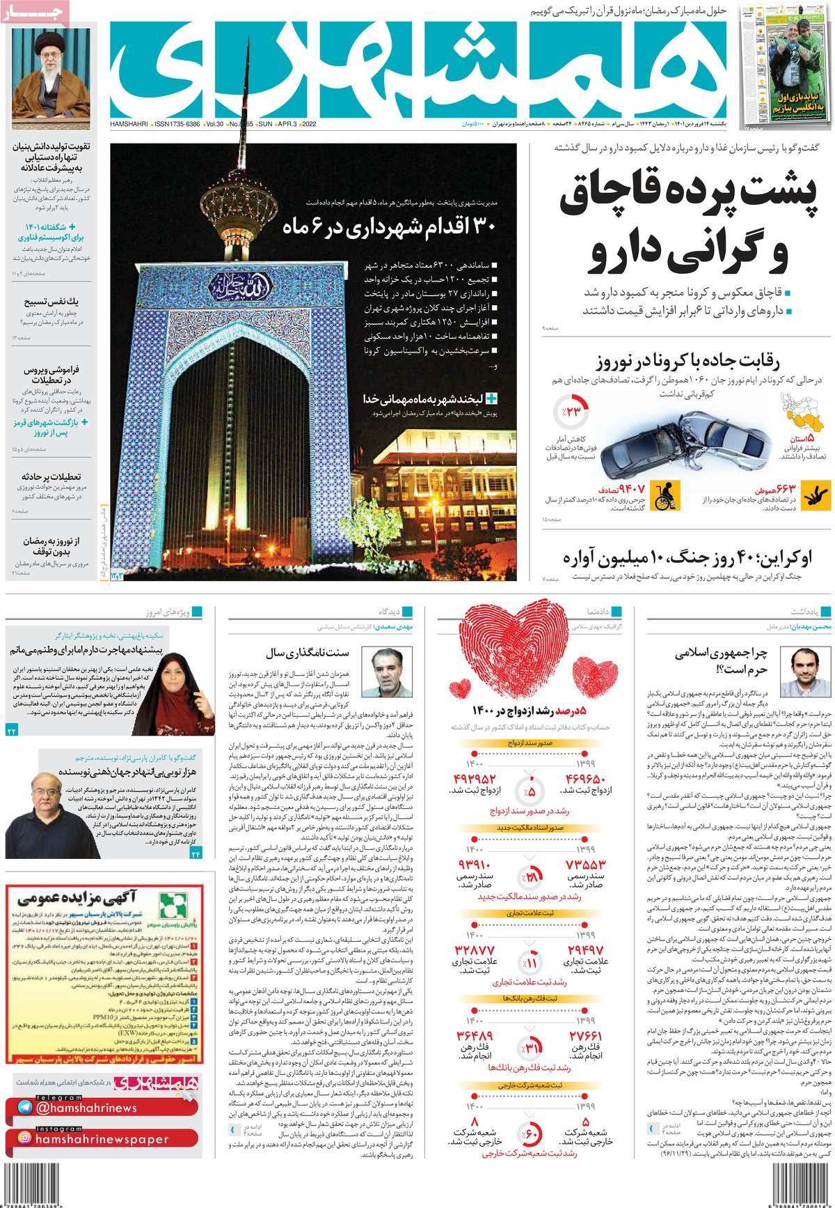 صفحه نخست روزنامههای کشور در روز یکشنبه 3