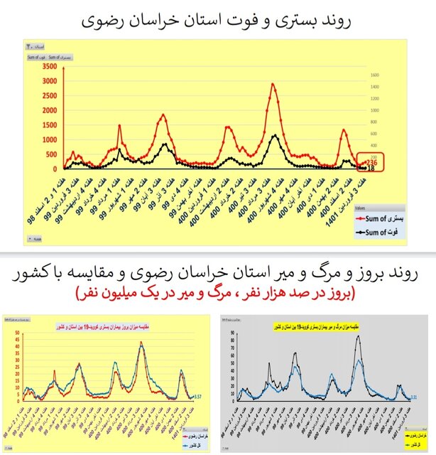 افزایش یا ایستایی بستریهای کرونا در ۲۵ استان / افزایش فوتیها در تهران
