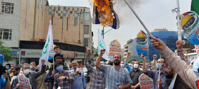 آتش زدن پرچم رژیم صهیونیستی در راهپیمایی روز قدس در تهران