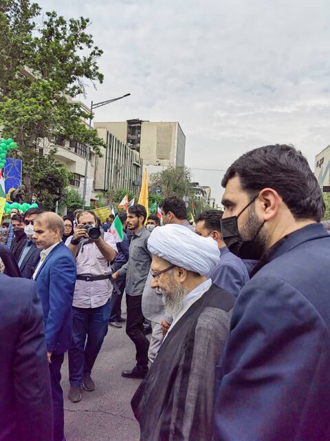 حضور رئیس مجمع تشخیص مصلحت نظام در راهپیمایی روز قدس در تهران