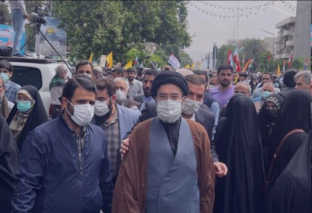 حضور فرزند رهبر انقلاب در راهپیمایی روز قدس حضور فرزند رهبر انقلاب در راهپیمایی روز قدس