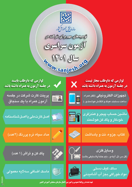 داوطلبان کنکور چه وسایلی نباید همراه داشته باشند؟