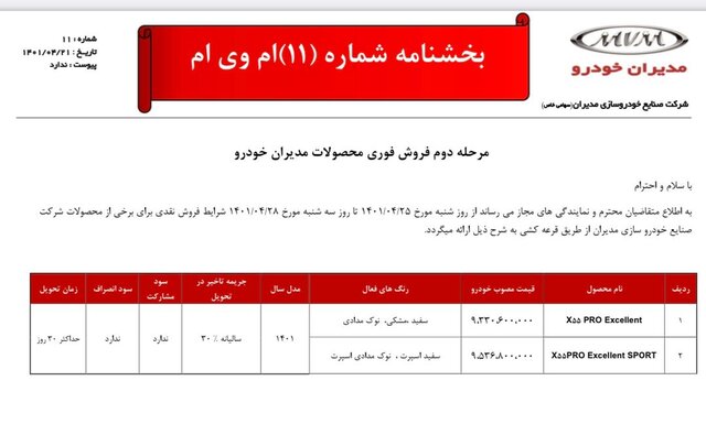 آغاز مرحله دوم فروش محصولات خودروسازان از شنبه