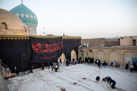 برپایی خیمه عزاداری ماه محرم در صحن امامزاده موسی مبرقع(ع) - قم