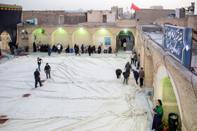 برپایی خیمه عزاداری ماه محرم در صحن امامزاده موسی مبرقع(ع) - قم