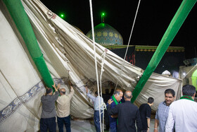 برپایی خیمه عزاداری ماه محرم در صحن امامزاده موسی مبرقع(ع) - قم