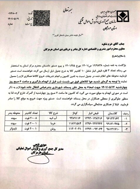 انهدام ۱۰ کانتینر آب انبه، خرما و روغن
