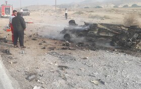 واژگونی و آتش‌سوزی خودرو در دیّر یک کشته داشت