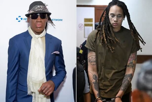 بریتنی گرینر (سمت راست) و دنیس رودمن ستاره سابق بسکتبال آمریکایی به روسیه میرود؛ "پوتین را خوب میشناسم"