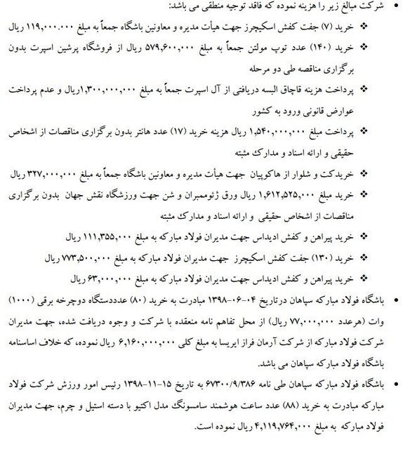 مروری بر ابهامات مالی سپاهان در گزارش تحقیق و تفحص مجلس 4 پایگاه خبری ججین مروری بر تخلفات مالی سپاهان در گزارش تحقیق و تفحص مجلس!