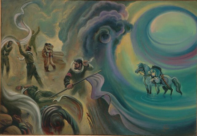 لحظه شهادت امام حسین(ع) در یک نقاشی جدید