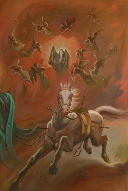 لحظه شهادت امام حسین(ع) در یک نقاشی جدید