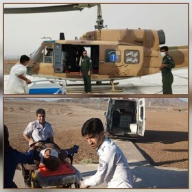 واژگونی پژو در محور زاهدان به بم بالگرد اورژانس 115 زاهدان را به پرواز درآورد