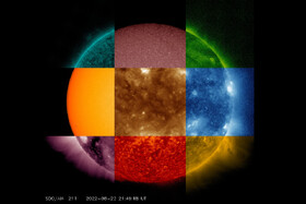 ناسا یک پازل ۹ رنگ از خورشید منتشر کرد