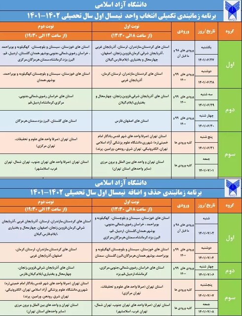 جزئیات زمانبندی انتخاب واحد دانشگاه آزاد اعلام شد