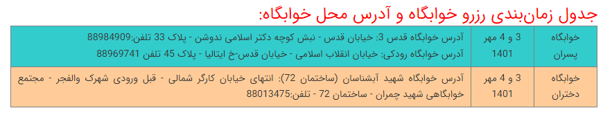 جزئیات ثبتنام غیرحضوری خوابگاه برای نو دانشجویان روزانه غیربومی دانشگاه تهران