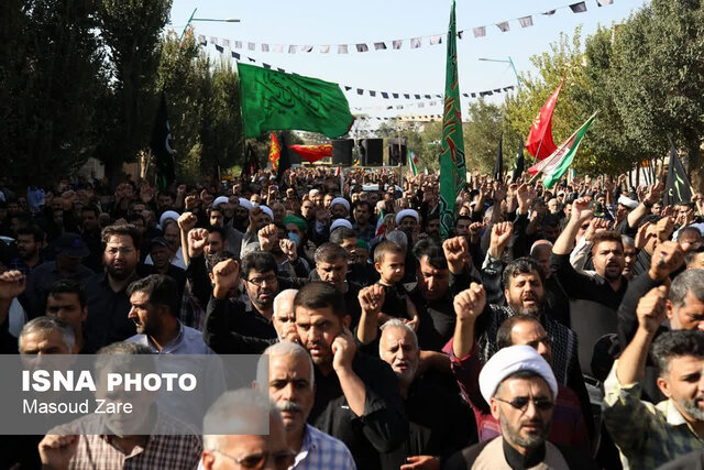 اجتماع سوگواران یزدی ارتحال رسول الله در محکومیت اغتشاشگران