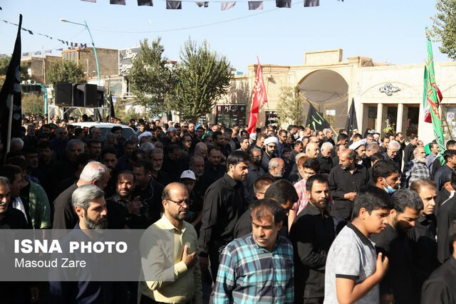 اجتماع سوگواران یزدی ارتحال رسول الله در محکومیت اغتشاشگران