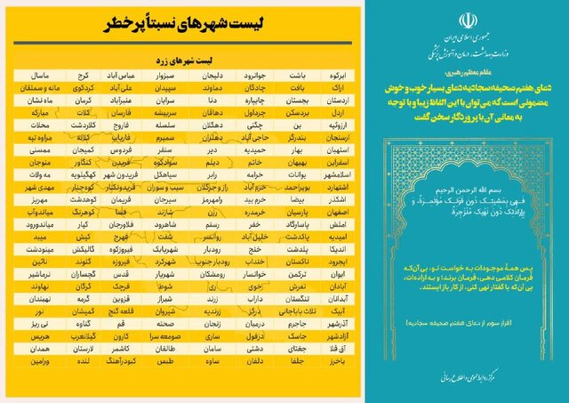 تعداد شهرهای در وضعیت آبی کرونا افزایش یافت