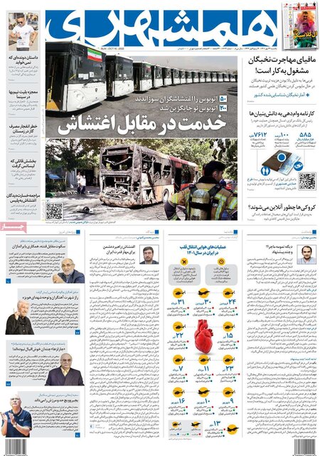 صفحه نخست روزنامه‌های یکشنبه