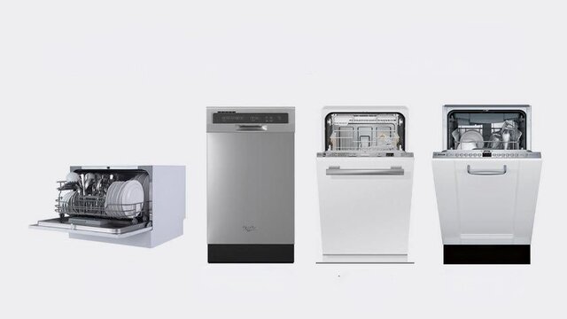 انواع ماشین ظرفشویی موجود در بازار شامل مدلهای رومیزی، توکار و ایستاده مبله میشود.