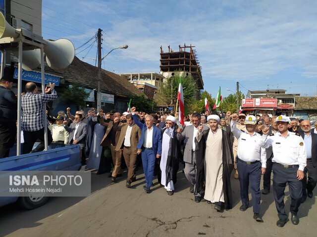 راهپیمایی مردم شهرستان مرزی آستارا در محکومیت حادثه تروریستی شاهچراغ شیراز