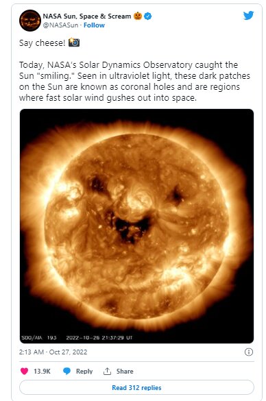 ثبت لبخند ترسناک خورشید توسط ماهواره ناسا