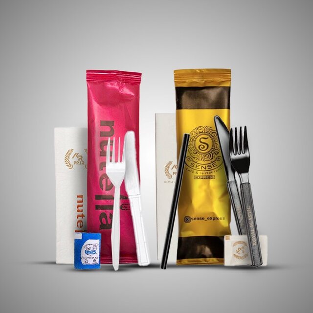 پک قاشق چنگال پلاستیکی یکبارمصرف رستورانی