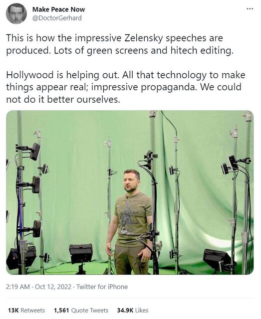 تصویر زلنسکی در کی‌یف، حقه سینمایی نیست!