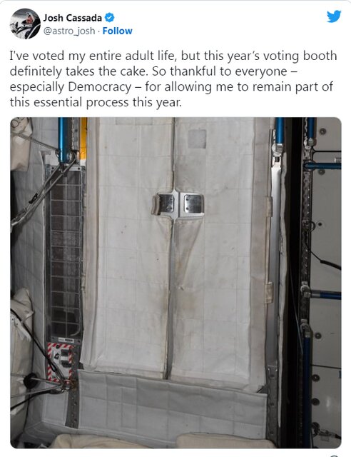 فضانورد ناسا در ایستگاه فضایی بینالمللی رای داد