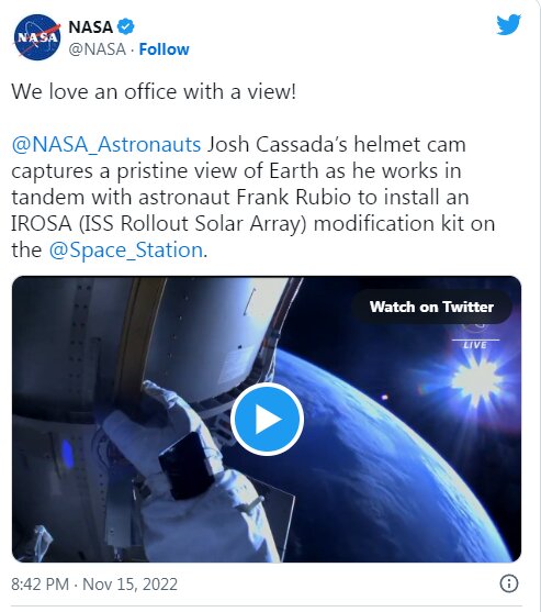 فیلمی از پیادهروی فضایی ۷ ساعته فضانوردان ناسا