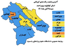 آخرین وضعیت رنگ بندی کرونایی کهگیلویه و بویراحمد