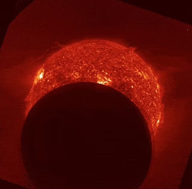 فیلم حیرتانگیز لحظه عبور ماه از مقابل خورشید